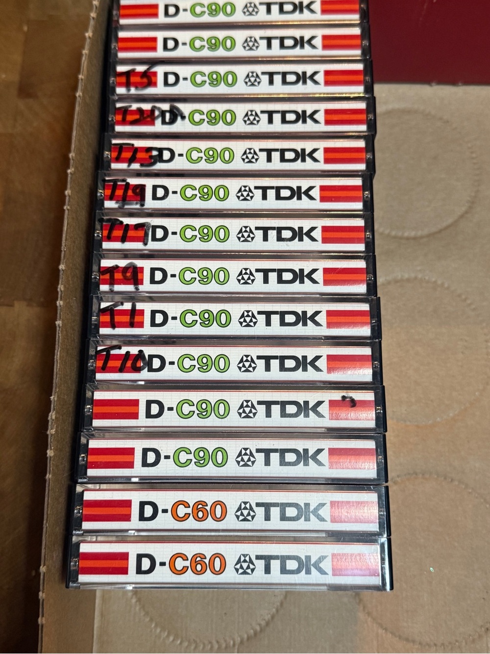 D-C90/D-C60 Audio Cassette Tapes - Black/White Labels All Used